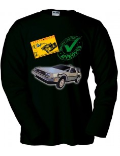 Camiseta regreso al futuro -Delorean ITV- Unisex manga larga negra