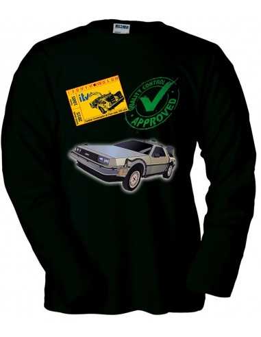 Camiseta regreso al futuro -Delorean ITV- Unisex manga larga negra