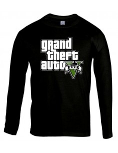 Camiseta Grand Theft Auto 5 -logo gta- manga larga negra