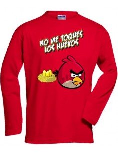 Camiseta Angry Birds "no me toques los huevos" manga larga