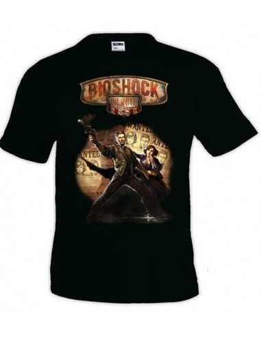 Camiseta Bioshock infinite diseño "WANTED"color negro manga corta