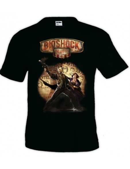 Camiseta Bioshock infinite diseño "WANTED"color negro manga corta