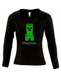 Camiseta Minecraft -Creeper Sssss- de chica manga larga