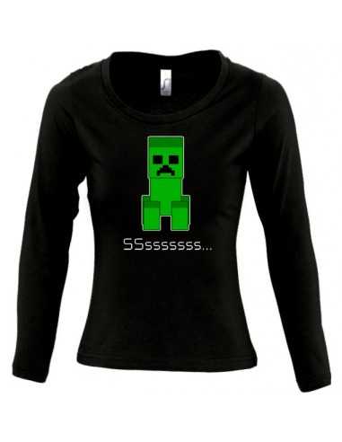 Camiseta Minecraft -Creeper Sssss- de chica manga larga