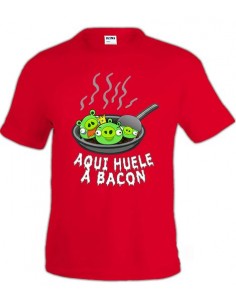 Camiseta Angry Birds -Huele a Bacon- manga corta