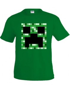 camiseta Minecraft Creeper Pixels - Verde manga corta