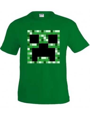 camiseta Minecraft Creeper Pixels - Verde manga corta