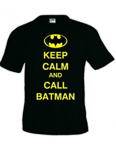 Camiseta Keep Calm and Call Batman negra manga corta