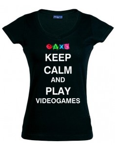 Camiseta Keep Calm and Play videogames de chica
