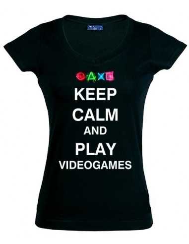 Camiseta Keep Calm and Play videogames de chica