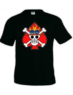 Camiseta One Piece bandera Ace - manga corta