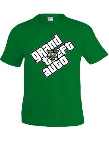 Camiseta Grand Theft Auto V - logo diagonal - manga corta verde
