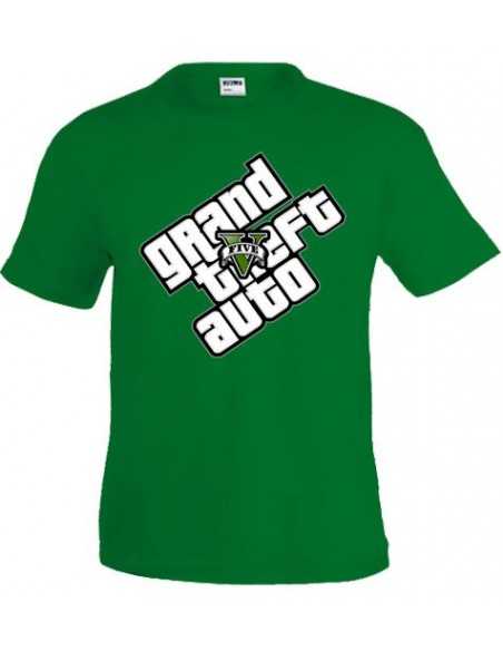 Camiseta Grand Theft Auto V - logo diagonal - manga corta verde