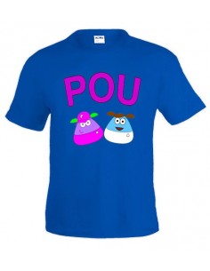 Camiseta Pou - Duo Lila manga corta azul