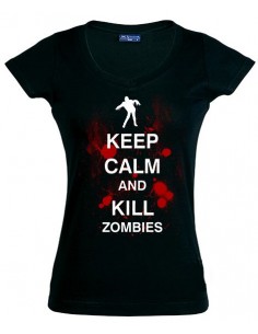 Camiseta Mujer Keep Calm and Kill Zombies manga corta - Mx Games
