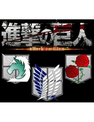 Camiseta El ataque de los titanes shingeki no kyojin - 3 escudos (Unisex manga corta) Camiseta El ataque de los titanes shingeki no kyojin - 3 escudos (Unisex manga corta)