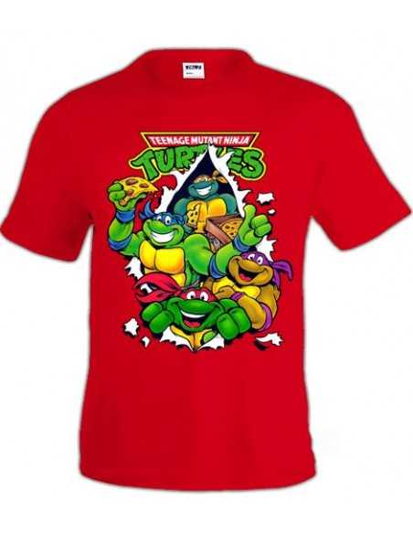 Camiseta Tortugas Ninja Pizza en color rojo manga corta | Mx Games