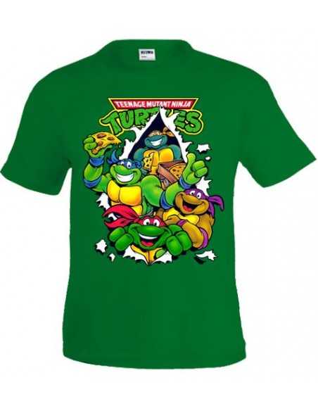 Camiseta Tortugas Ninja Pizza en color verde manga corta | Mx Games