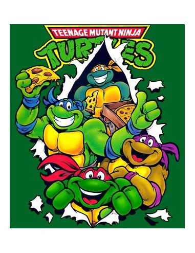 Camiseta Tortugas Ninja Pizza en color verde manga corta | Mx Games