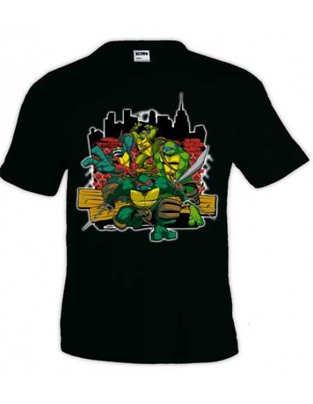 Camiseta Tortugas Ninja ciudad color negro | Mx Games