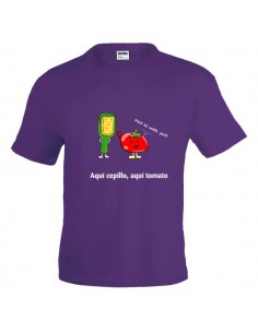 Camiseta divertida diseño AQUÍ CEPILLO AQUÍ TOMATO - Tuerca de vuelta