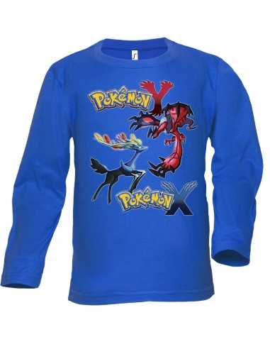 Camiseta Pokemon X - Y manga laga azul - Mx Games