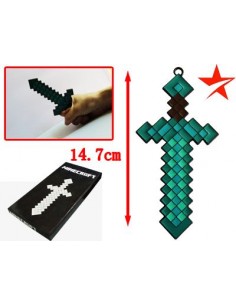 Espada del videojuego Minecraft de 14,7 cms con acabado esmaltado azul - Hot Anime