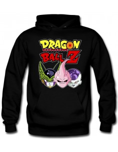 Sudadera Dragon Ball-Z capucha con Celula,Buu,freezer color negra | Mx Games