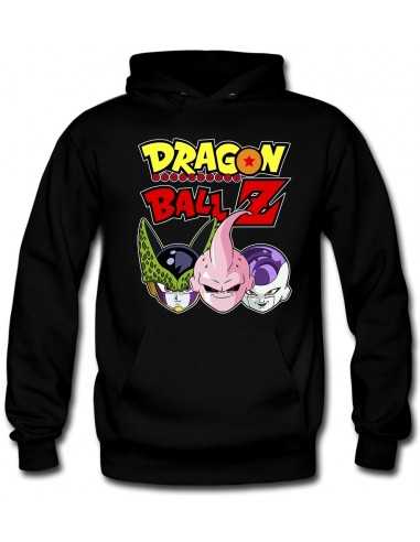Sudadera Dragon Ball-Z capucha con Celula,Buu,freezer color negra | Mx Games