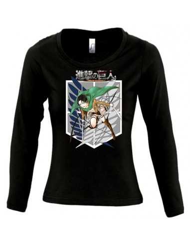 Camiseta de chica del ataque de los titanes Attack on titan - survey, de manga larga