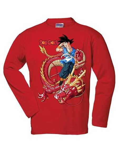 Camiseta Dragon Ball Son Goku - Dragon Senronz rojo manga larga roja Camiseta Dragon Ball Son Goku - Dragon Senronz rojo manga larga roja