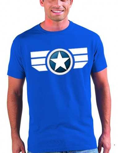 Camiseta Capitan America 2014 manga corta azul con diseño - Custom Emblem