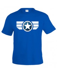Camiseta Capitan America 2014 manga corta azul con diseño - Custom Emblem 2