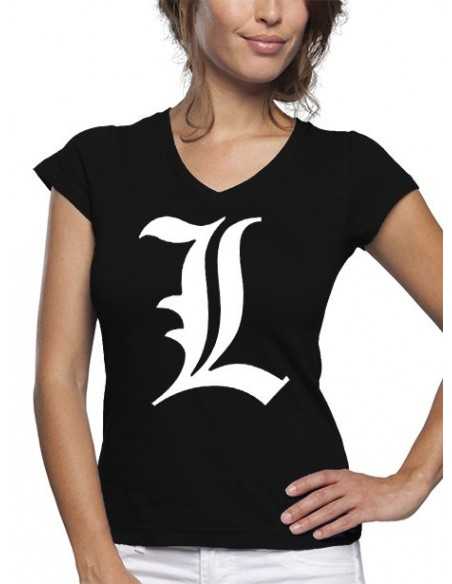 Camiseta Death Note de mujer simbolo "L" - Mxgames.es