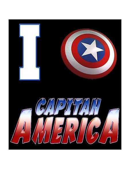 Camiseta Capitan América diseño "I love" de mujer color negro