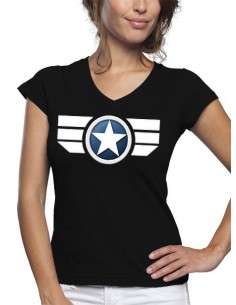 Camiseta Capitan América diseño "Soldado de Invierno" de mujer color negro