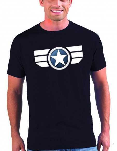 Camiseta Capitan America 2014 manga corta azul Marino con diseño custom Soldado de invierno