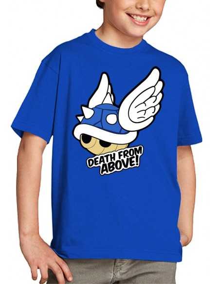 Camiseta Mario Kart 8 Death From Above! manga corta azul, moda infantil