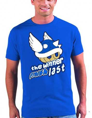 Camiseta Mario bros Mario Kart 8 diseño winner de manga corta azul, hombre Camiseta Mario bros Mario Kart 8 diseño winner de manga corta azul, hombre