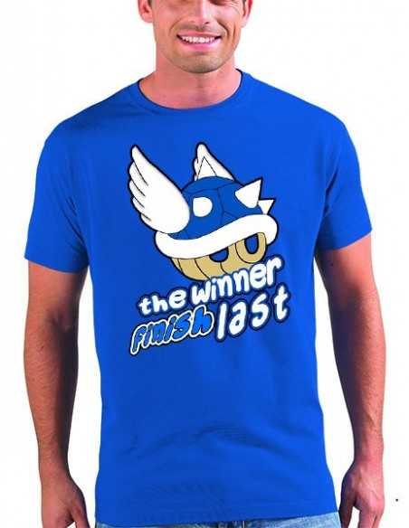 Camiseta Mario bros Mario Kart 8 diseño winner de manga corta azul, hombre Camiseta Mario bros Mario Kart 8 diseño winner de manga corta azul, hombre