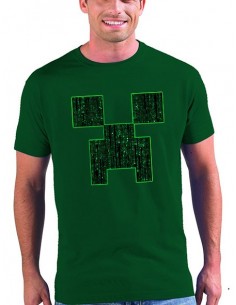 Camiseta Minecraft Creeper-Matrix color negro manga corta