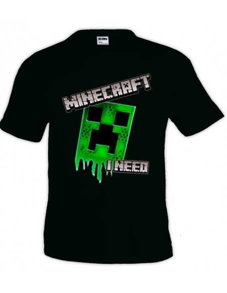 Camiseta I Need Minecraft - creeper, manga corta