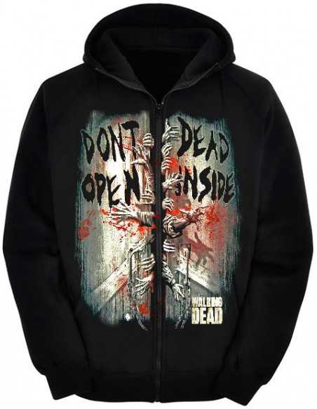 Sudadera Walking Dead, Dont Open Dead Inside con capucha y cremallera