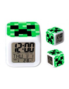 Reloj Minecraft Creeper multifinción con despertador
