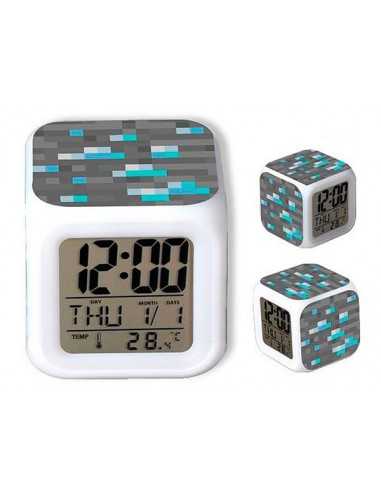 Reloj Minecraft Diamante multifunción con despertador