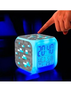 Reloj Minecraft Diamante multifunción con despertador 2