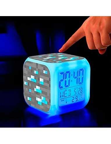 Reloj Minecraft Diamante multifunción con despertador