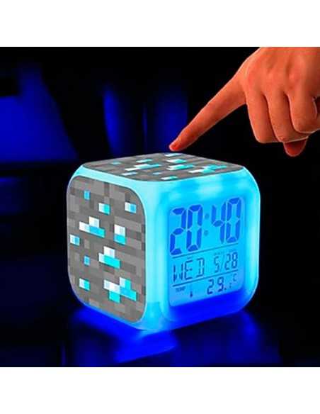 Reloj Minecraft Diamante multifunción con despertador