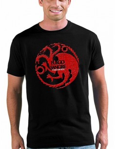 camiseta juego de tronos-Casa Tagaryen-manga corta negra