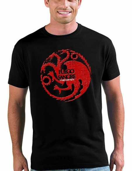 camiseta juego de tronos-Casa Tagaryen-manga corta negra
